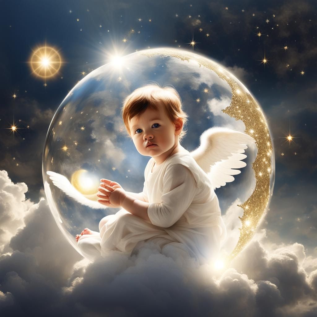 Angel Watching Over Baby in Globe
