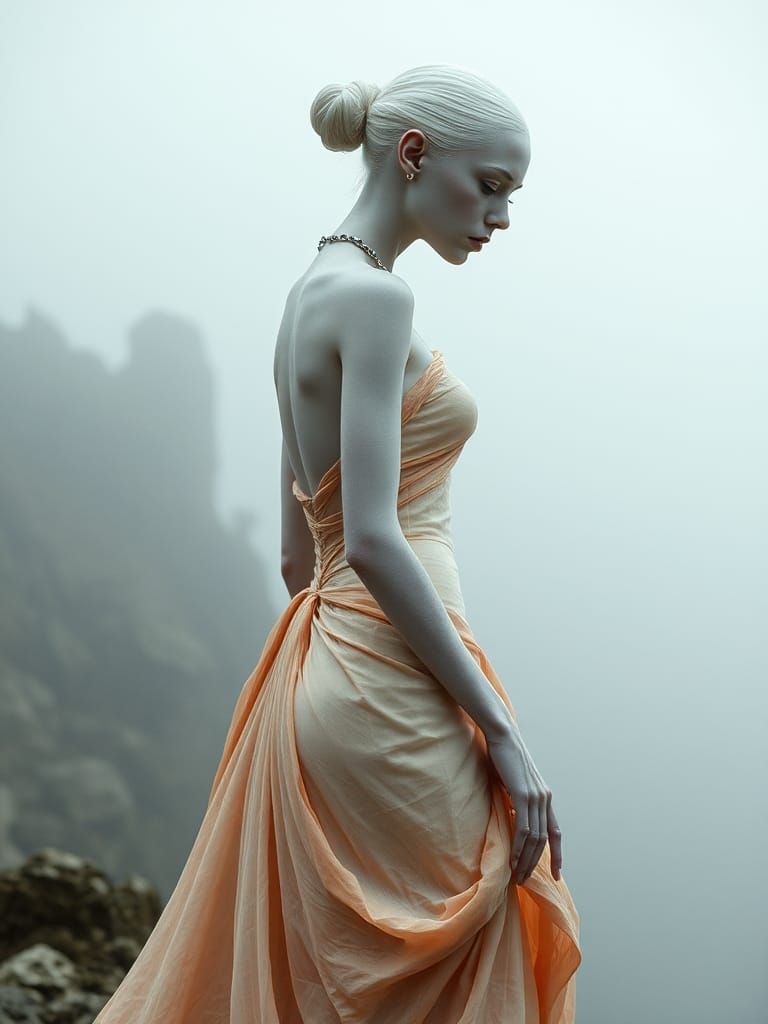 Gothic Albino in Ethereal Landscape