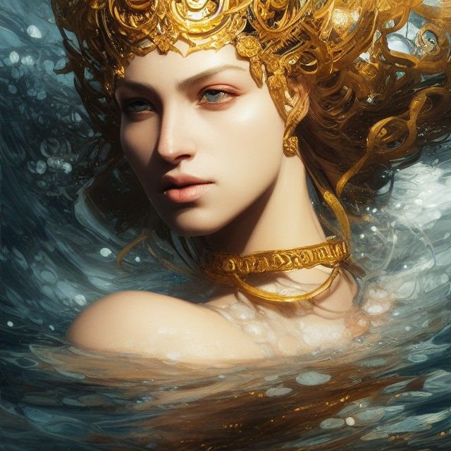 Beautiful Queen Portrait with Water Energy Flows