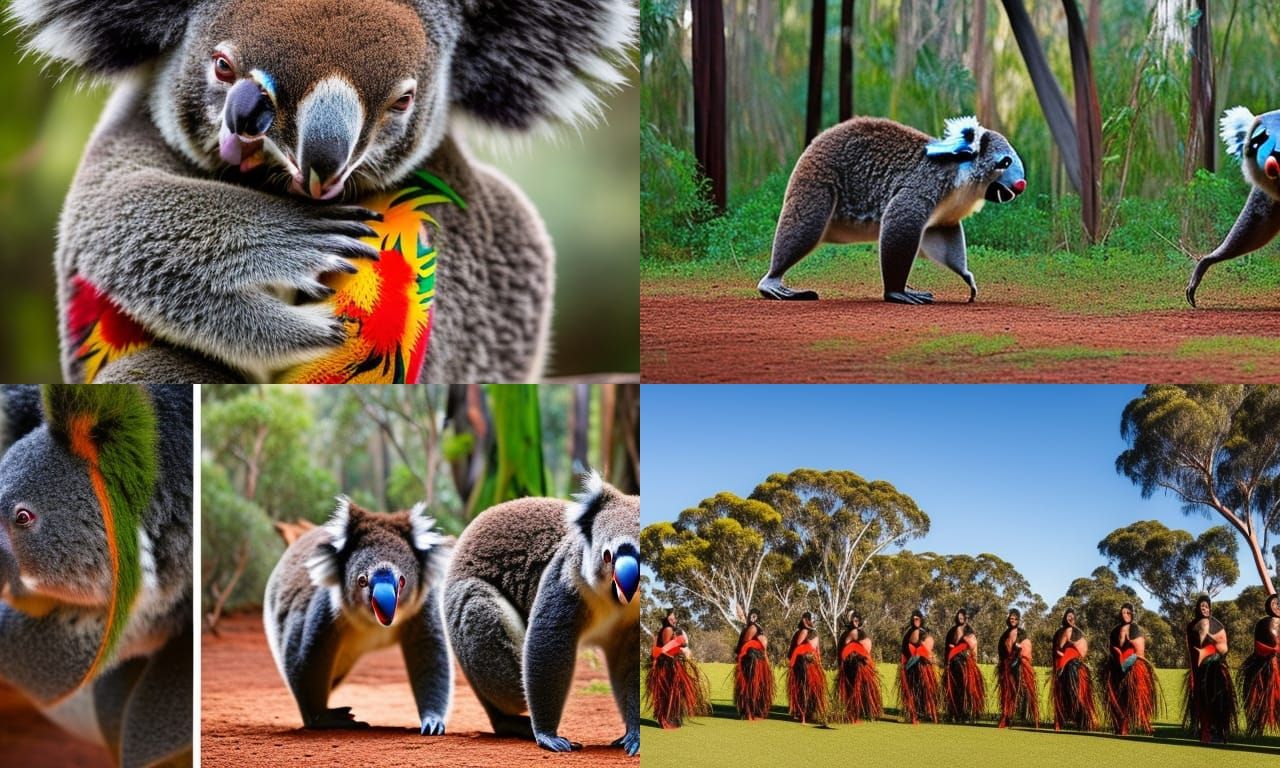 Aboriginal Dance with Koala and Kangaroo