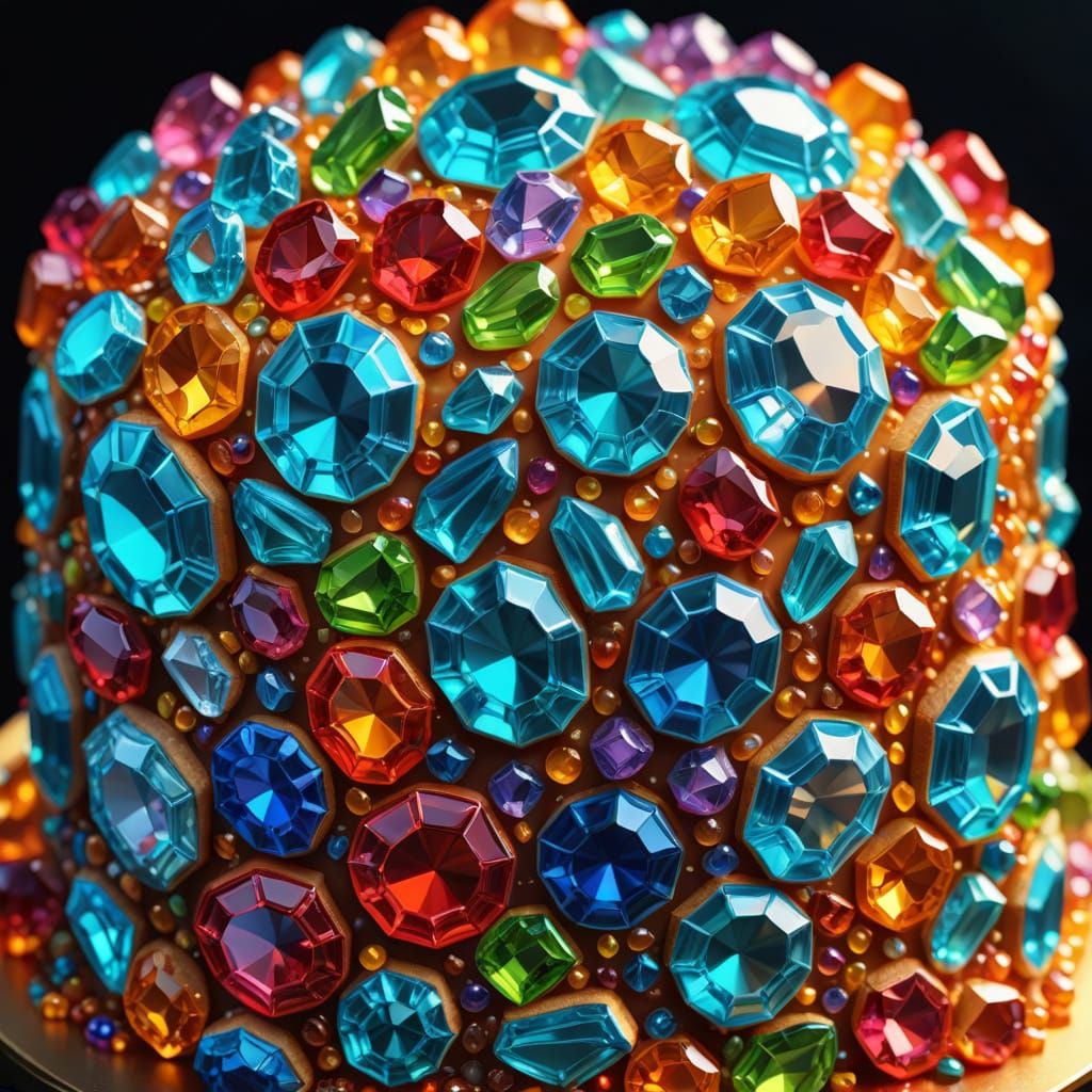 Gemstone Cake in Hyperrealistic Digital Art