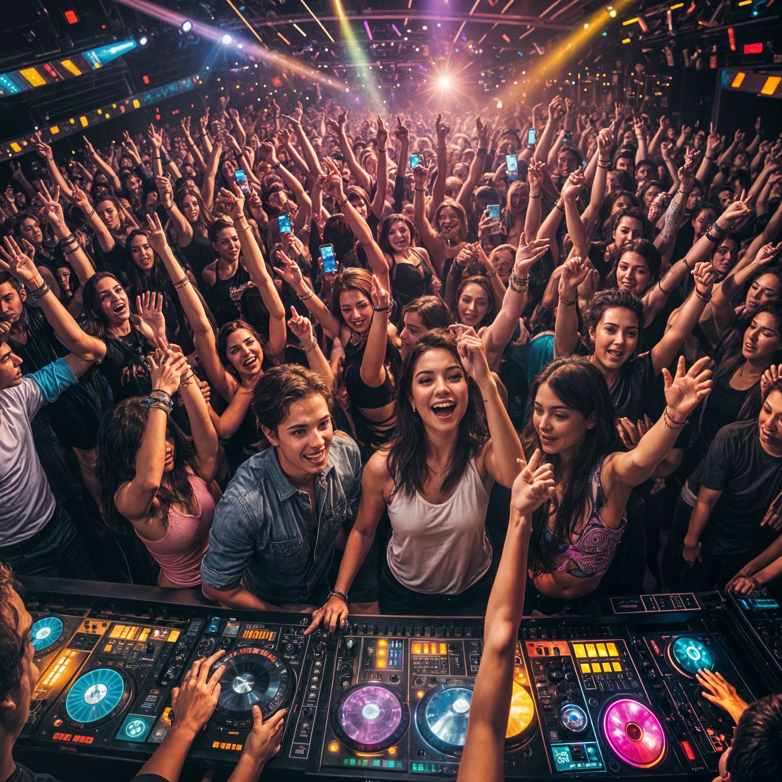 DJ Point of View in Crowded Dance Club