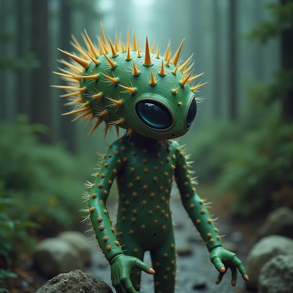 Cyberpunk Alien-Cactus Hybrid Concept Art