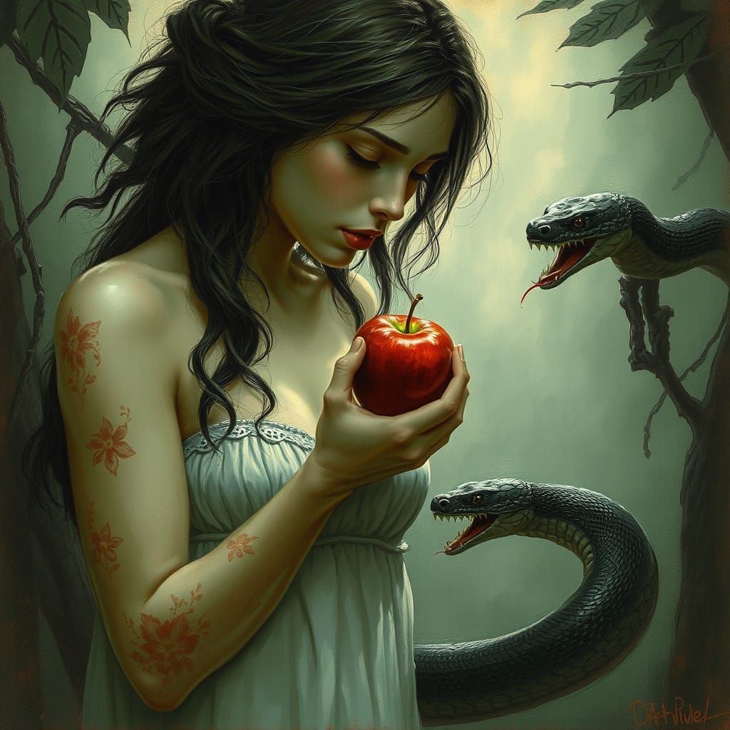 Eve and the Serpent in Eden, Sinister Art
