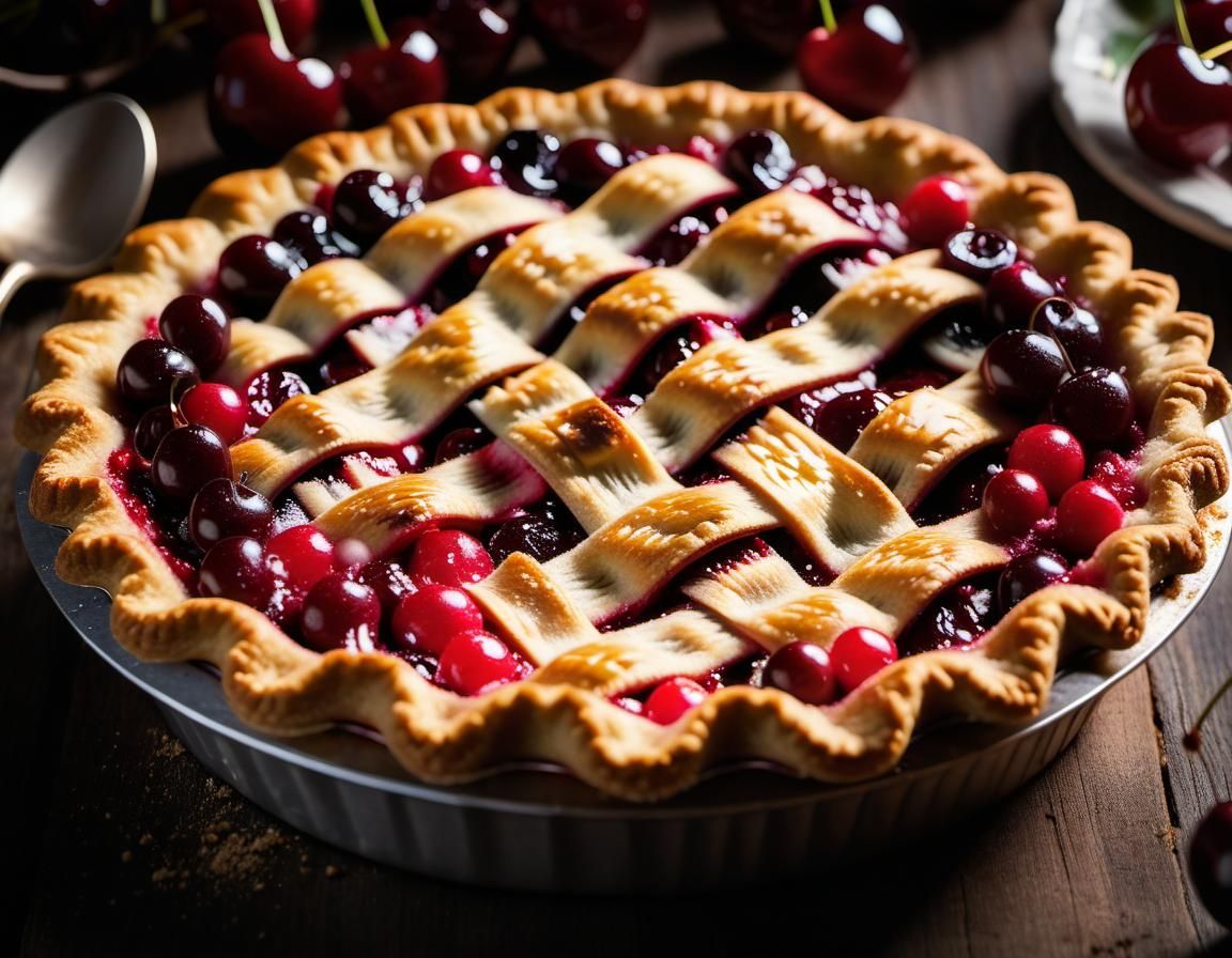 Illuminated Cherry Pie with Flaky Crust