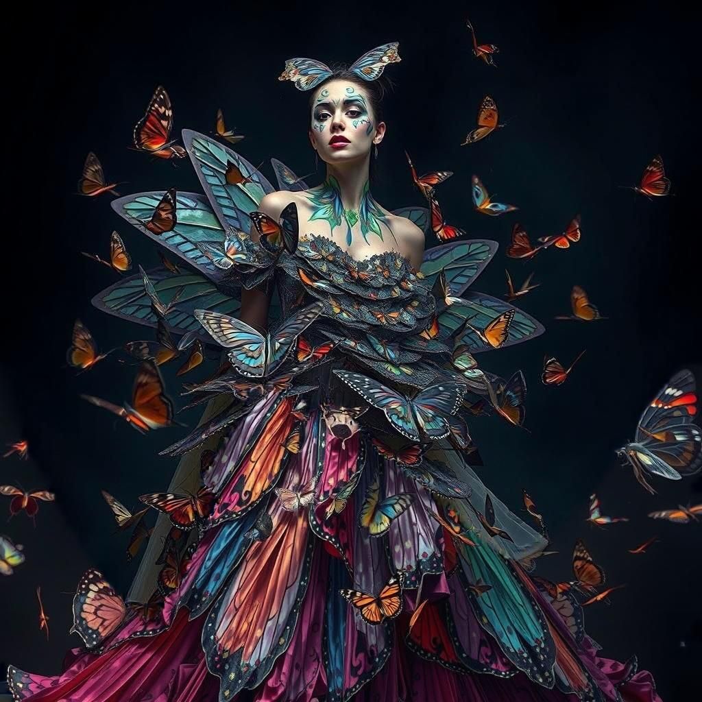 Butterfly Gown: Avant-Garde Digital Masterpiece