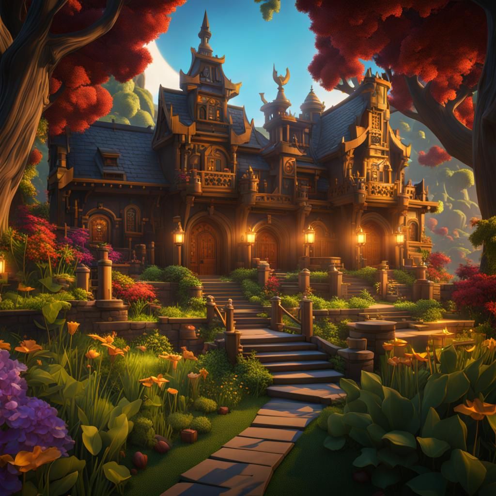 Detailed Roblox Matte Painting in Deep Color