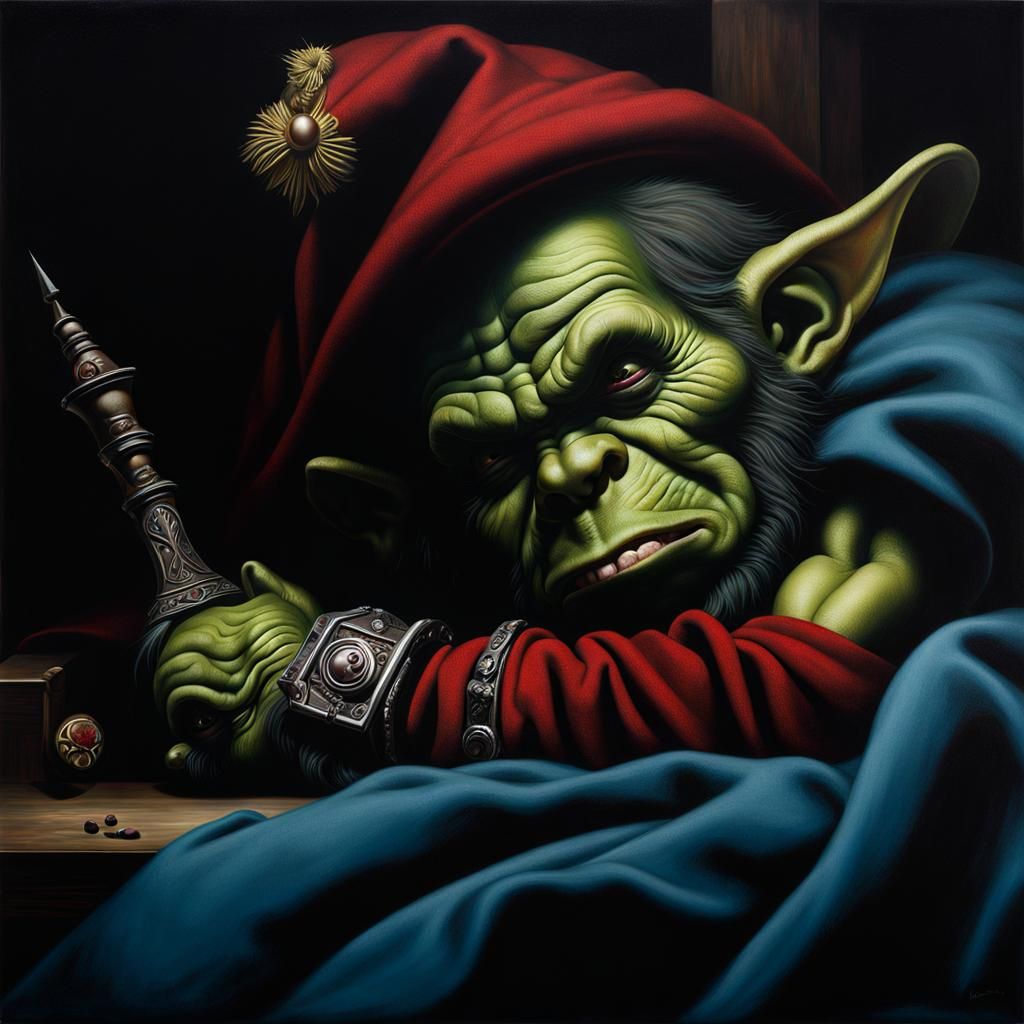 Sleeping Ork Portrait in Hyperrealistic Style
