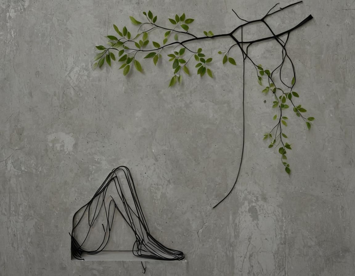 Surreal 3D Concrete and Wire Composition