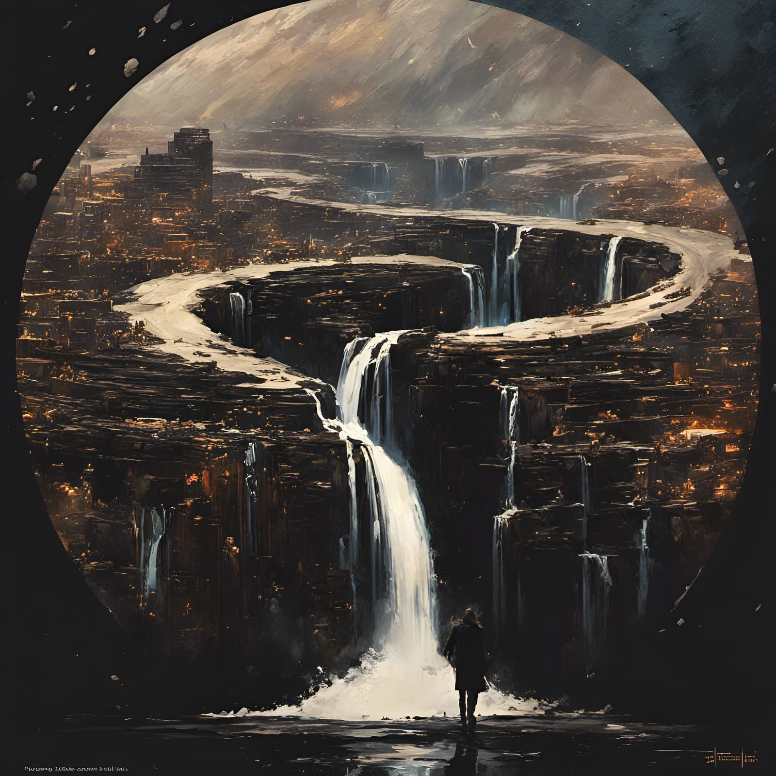 Hyperdetailed Digital Painting with Flowing Splatter Effects