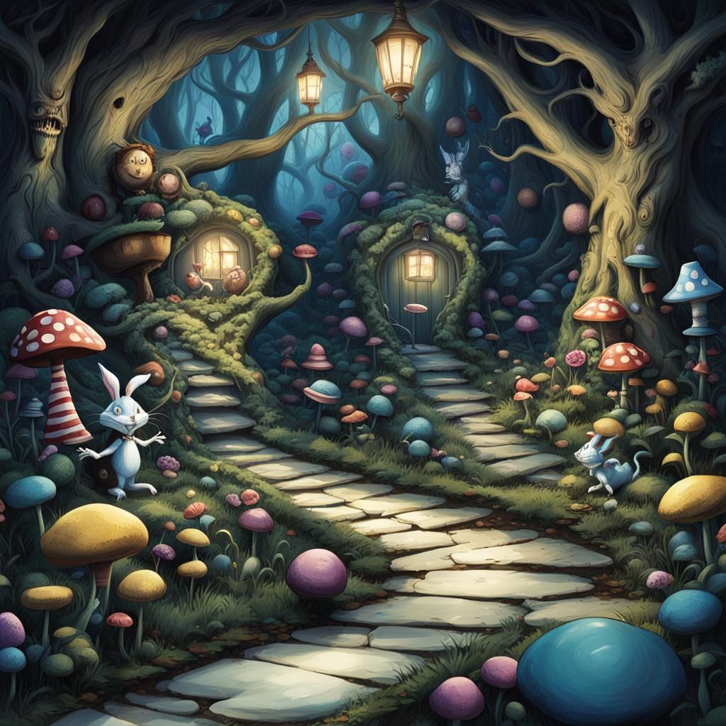 Alice in Wonderland Dark Forest, Burtonesque Style