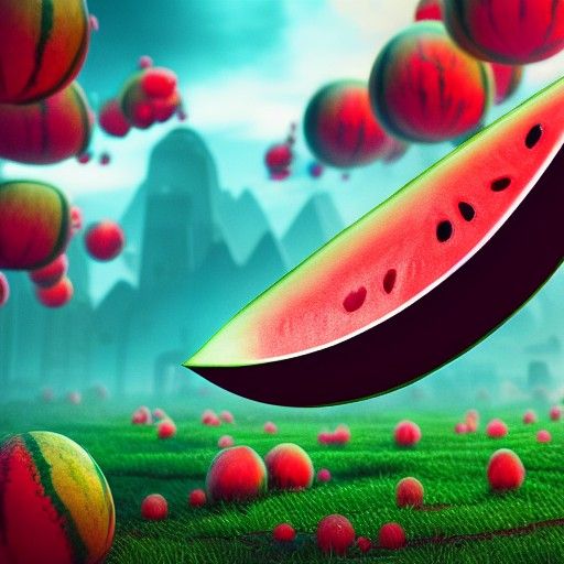 Exploding Watermelon: Vivid Colors in Detailed Matte Paintin...