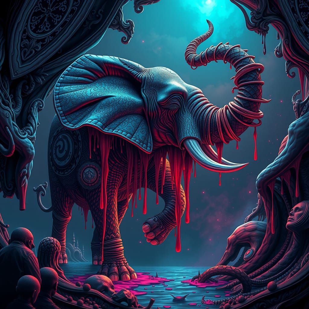 Ethereal Elephant in Cosmic LSD Vortex