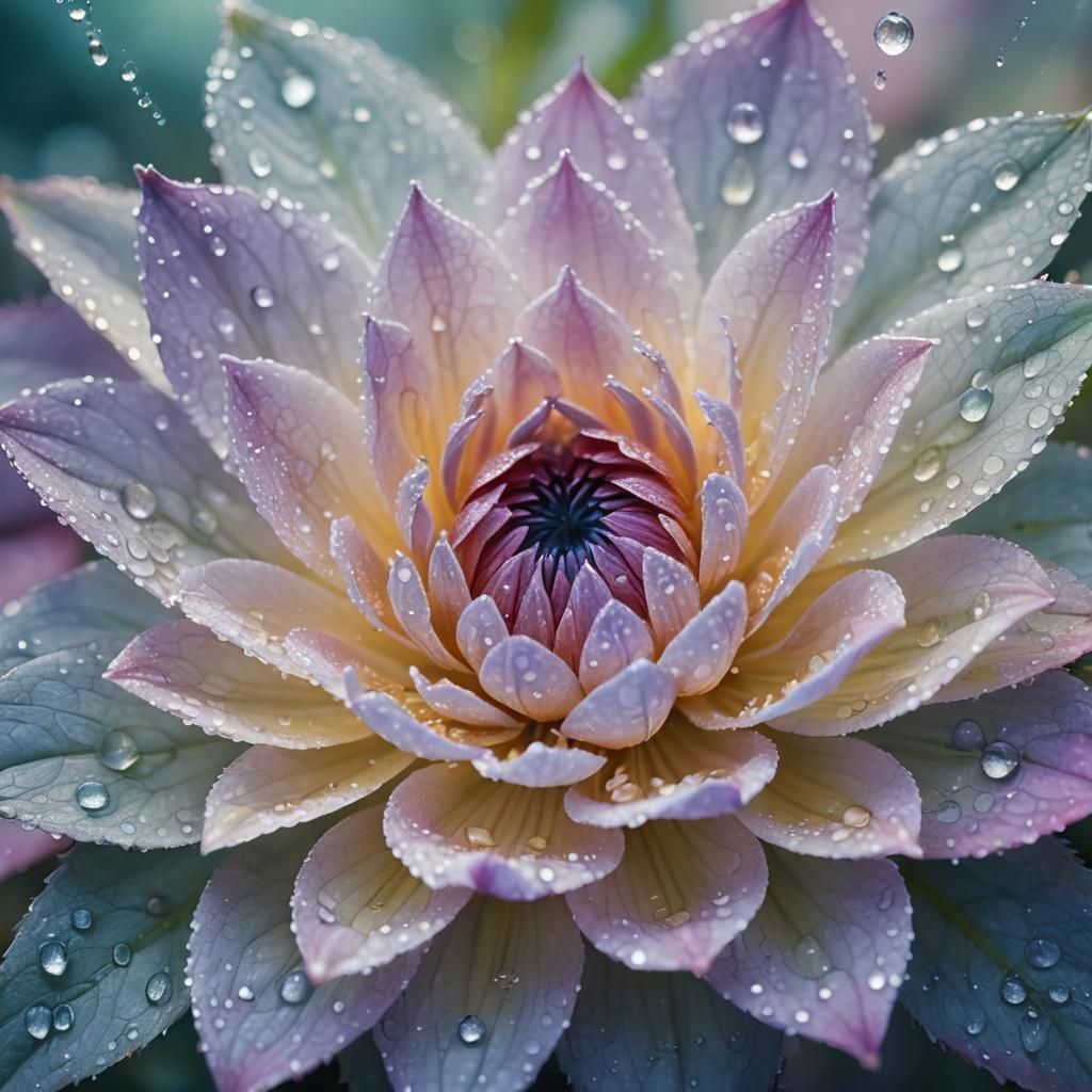 Glowing Dew-Kissed Flower in Macro Photography