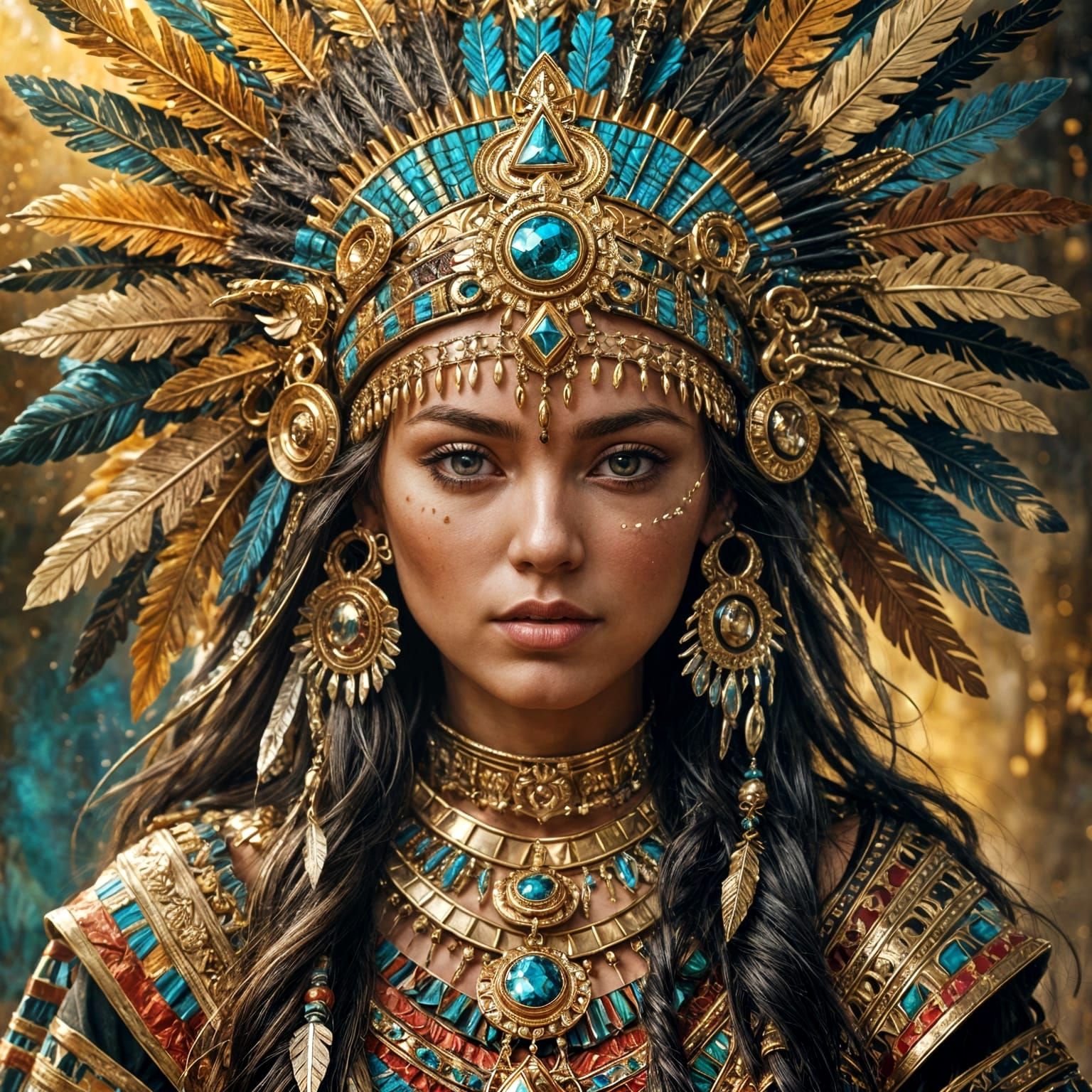 Aztec Goddess Portrait in Hyperrealistic Fantasy Art