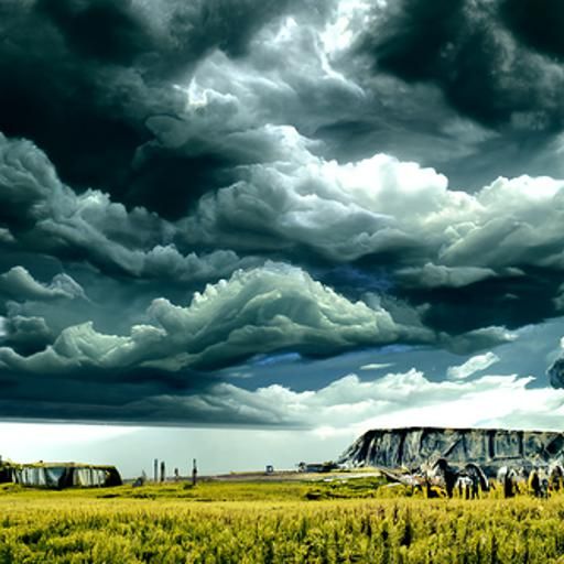 Dramatic Stormy Skies Over Prairies: Matte Painting