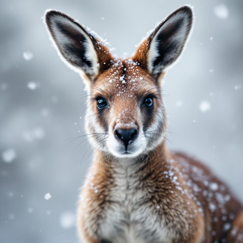 Ethereal Kangaroo in Winter Wonderland