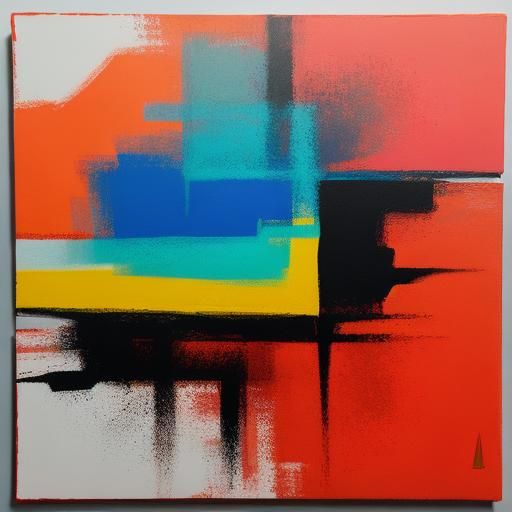 Abstract Painting with Bold Shapes and Tonal Colors