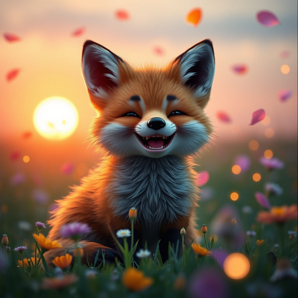 Happy Fox in Meadow: Cinematic Film Still