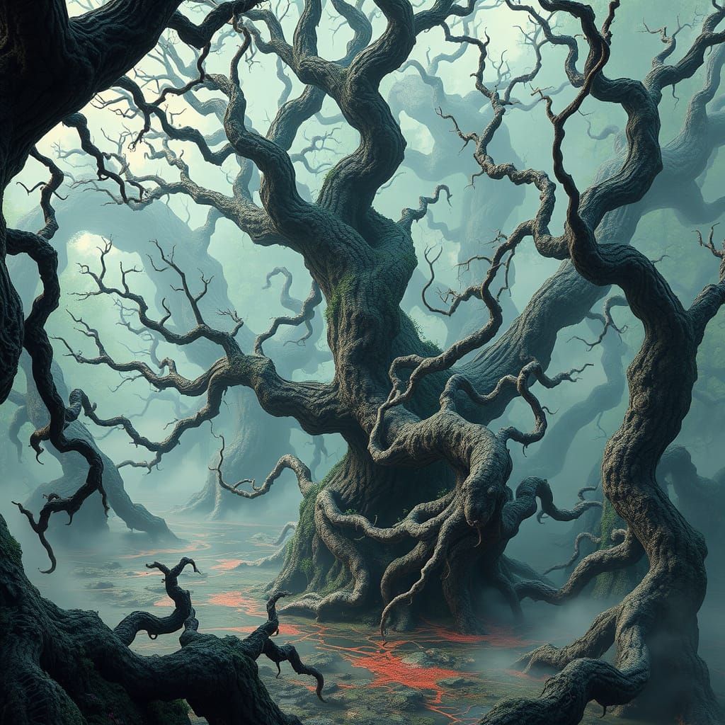 Ethereal Swamp Landscapes in Cyberpunk Art Style