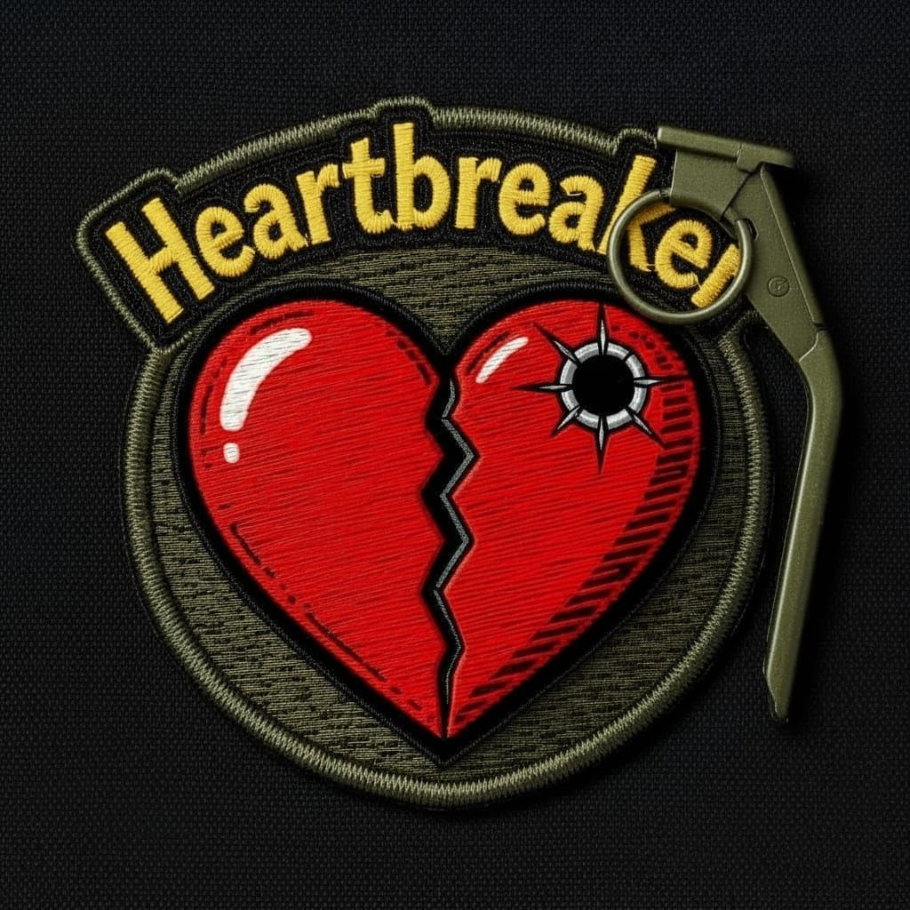 Heartbreaker Military Patch with Bullet Hole