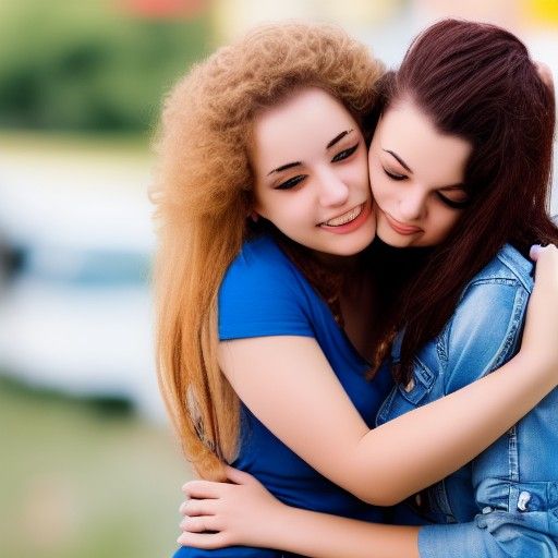 Cute Lesbian Couple Hugging