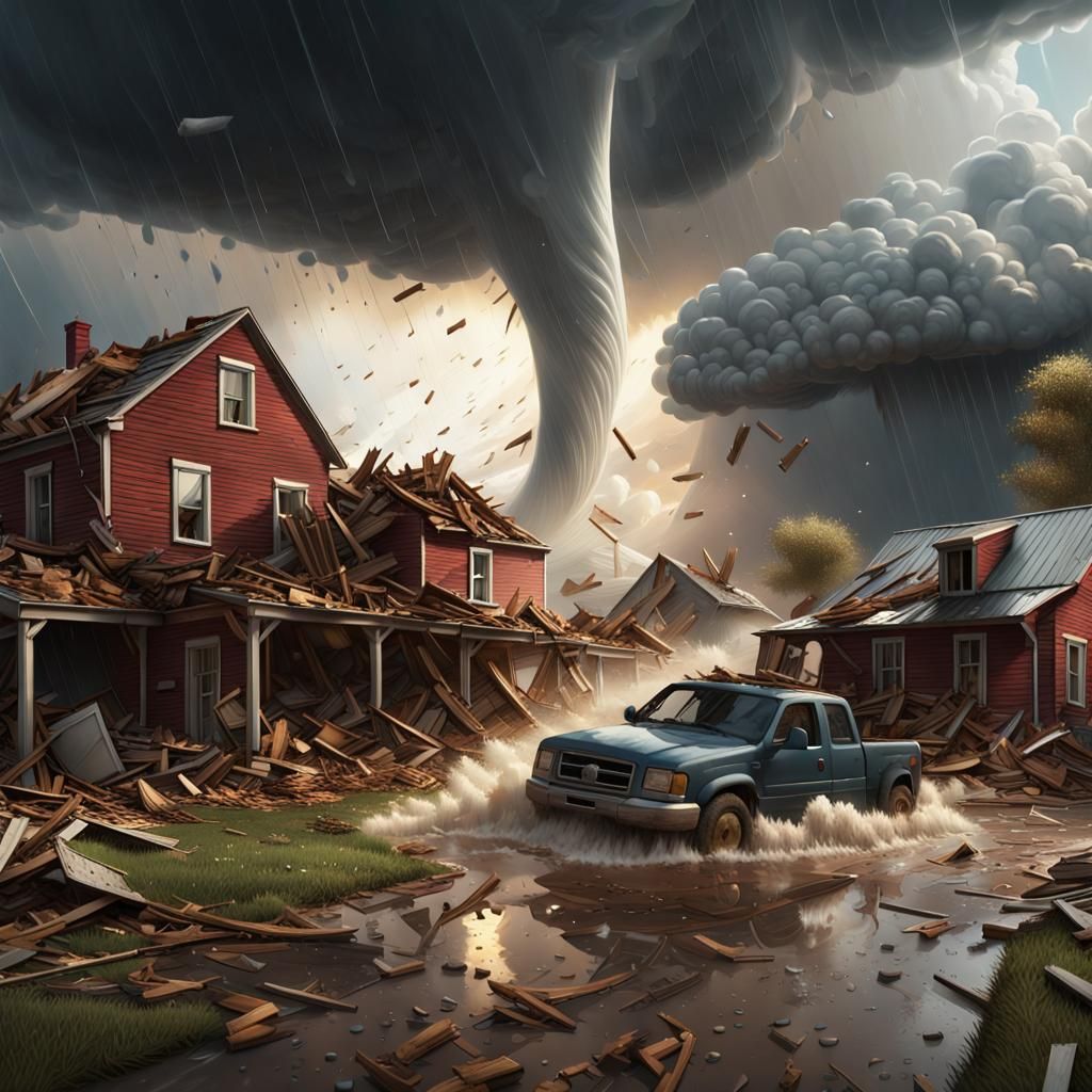 Tornado Devastation in Hyper-Realistic Digital Art