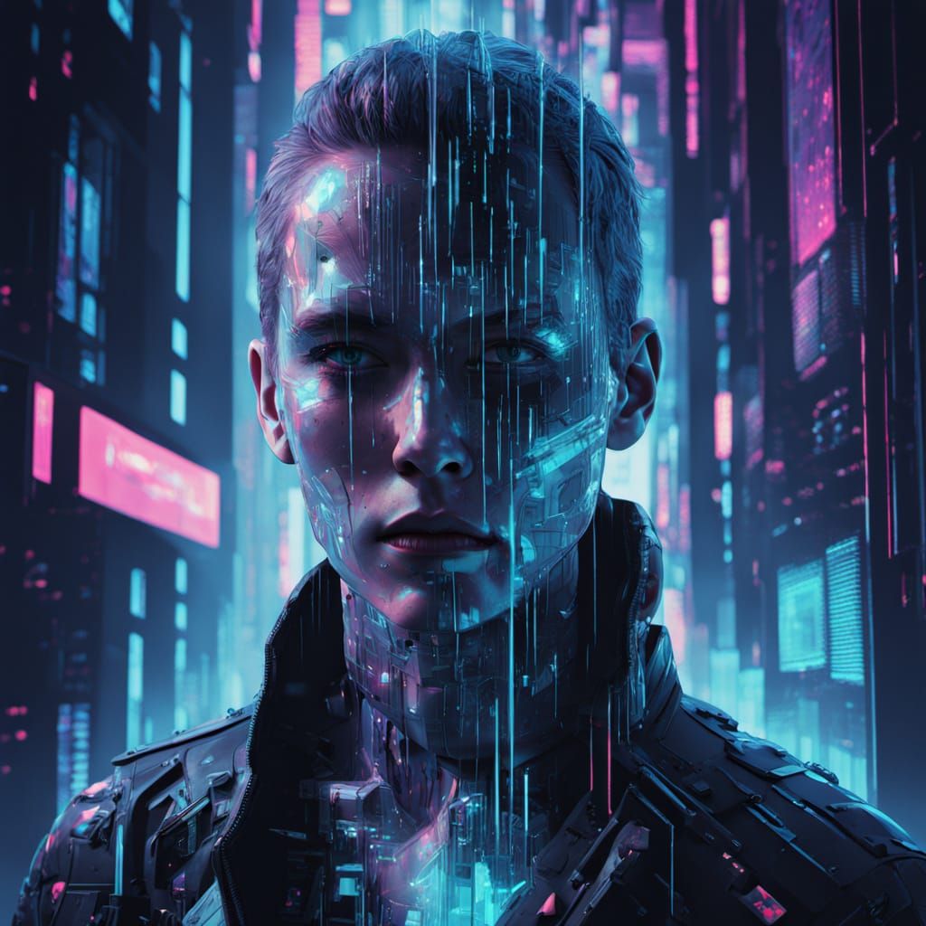 Cyberpunk Hologram VirtuaSpace Portrait