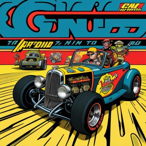 Bold Comic Book Illustration of Rat Fink at the Indianapolis...