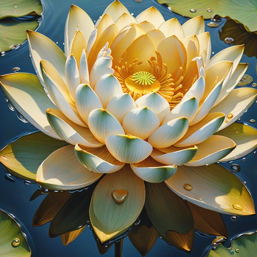 Surreal Lotus Flower Blooms in Golden Light