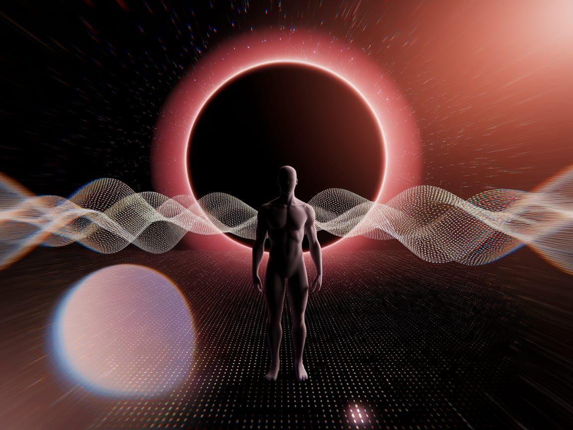 Cosmic Figure Surrounded by Black Hole Quantum Waves in Vibr...