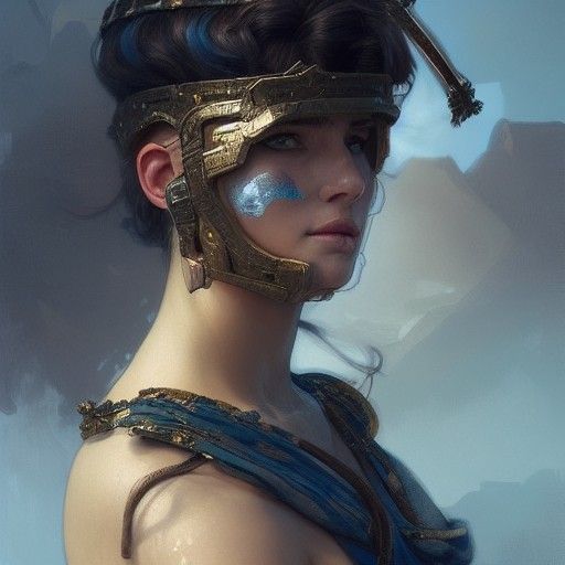 Beautiful Roman Warrior Woman Portrait