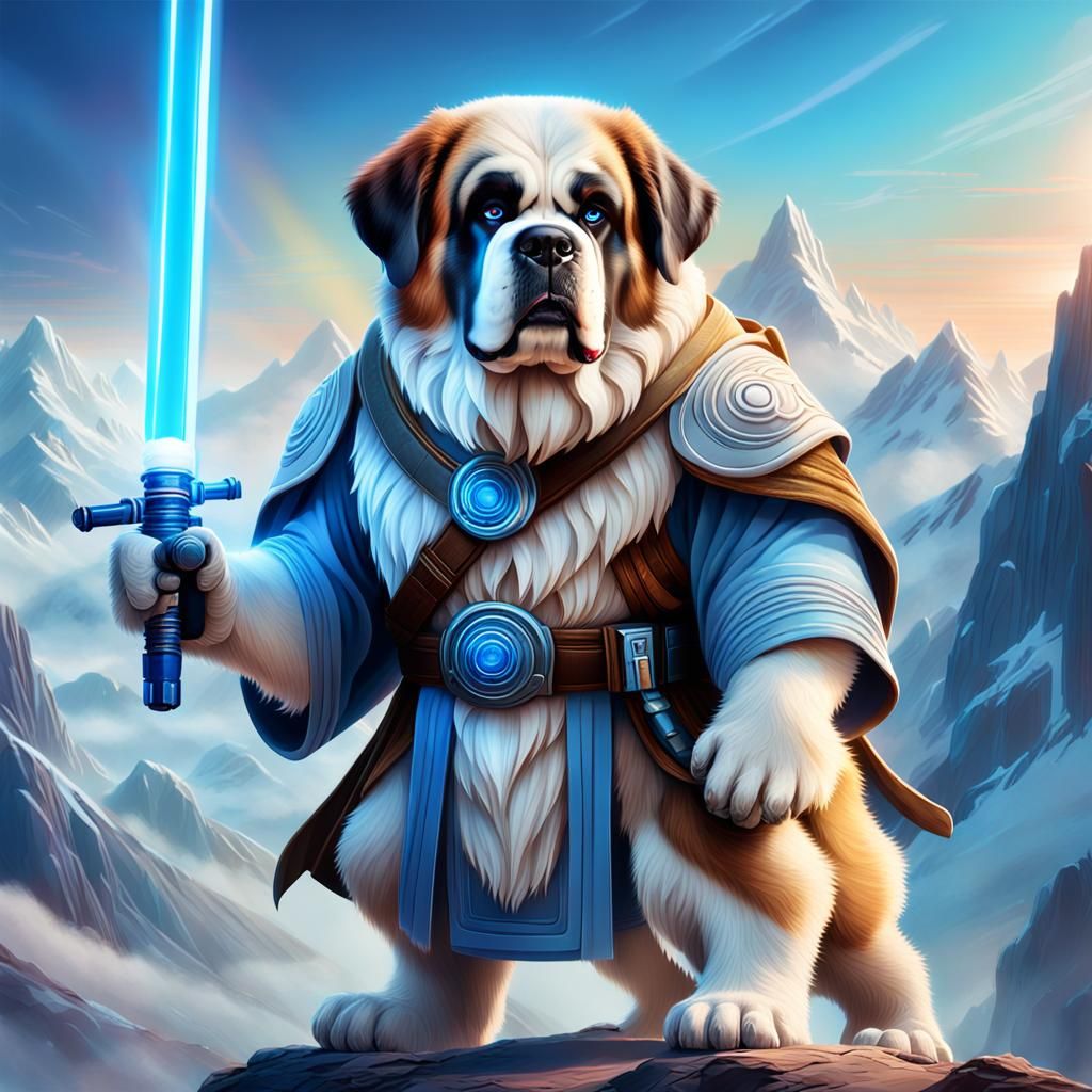Saint Bernard Jedi Warrior in Pixar Style