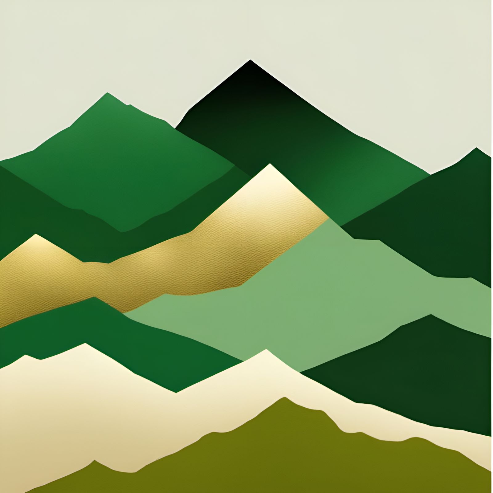 Minimalist Green Mountains with Golden Edges