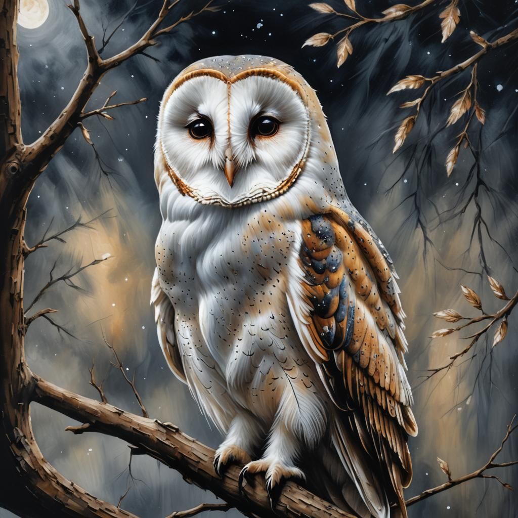 Barn Owl Portrait in Matte Oil and Acrylic
