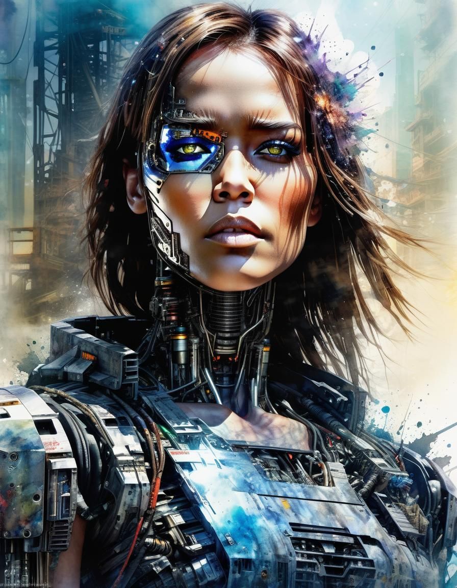 Marcus Wright Terminator in Digital Watercolor Illustration