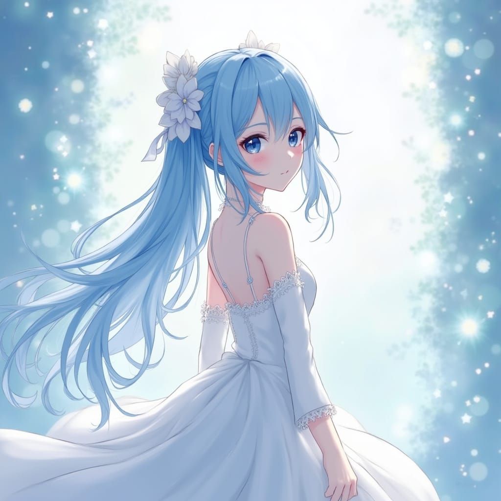 Elegant Anime Goddess in Soft Pastel Hues