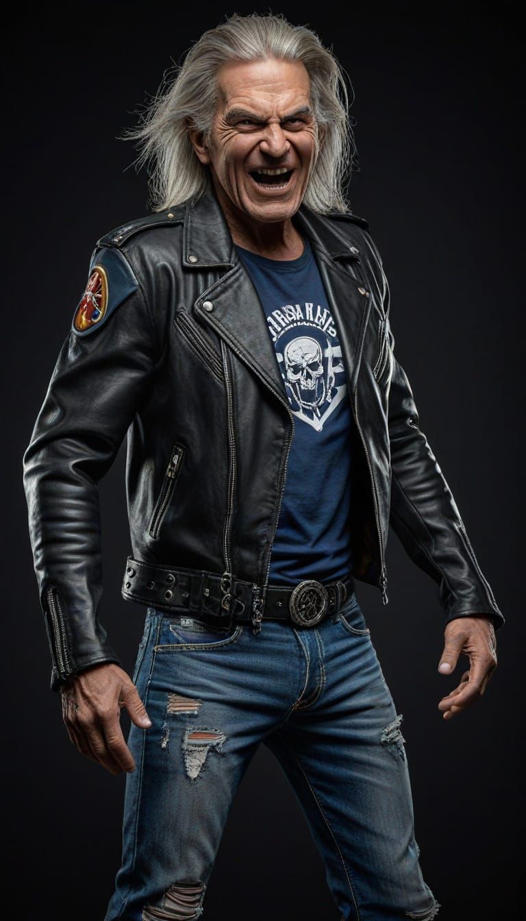 Ecstatic 55-Year-Old Man in Metal Head Fashion