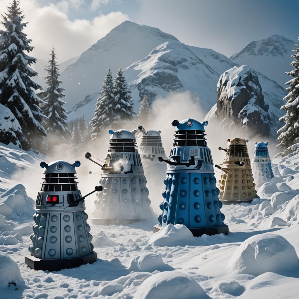 Daleks Engage in Snowball Fight: Winter Photography