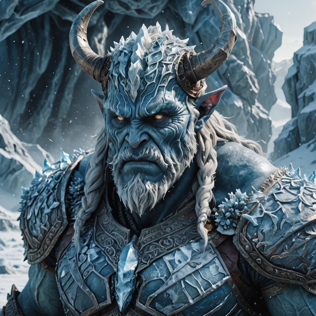 Frost Giant in Frozen Tundra: Cinematic Concept Art