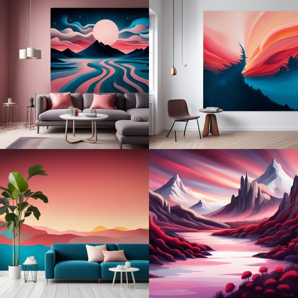 Surreal Otherworldly Landscapes in Acrylic Canvas Illustrati...