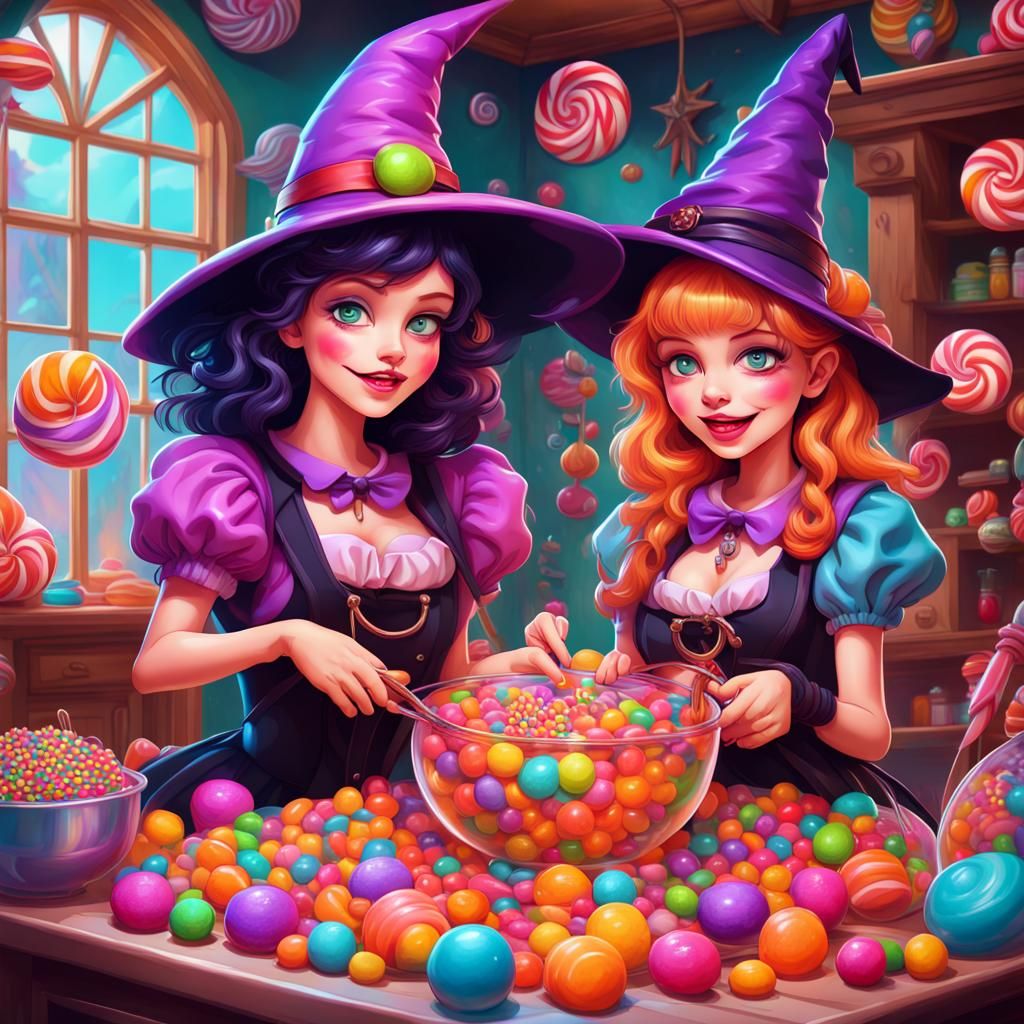 Candy Art: Witches in a Magical Candyland Home
