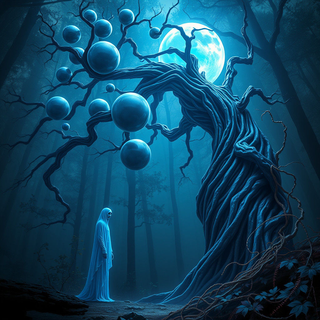 Glowing Wraith in Mystical Forest: Digital Art