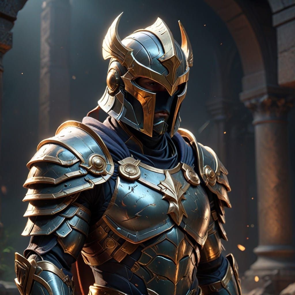 Epic Anime-Inspired Pantheon Hero in Dark Mystical Realm