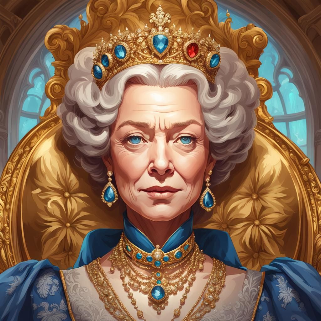 Queen Elizabeth Portrait in Art Nouveau Style