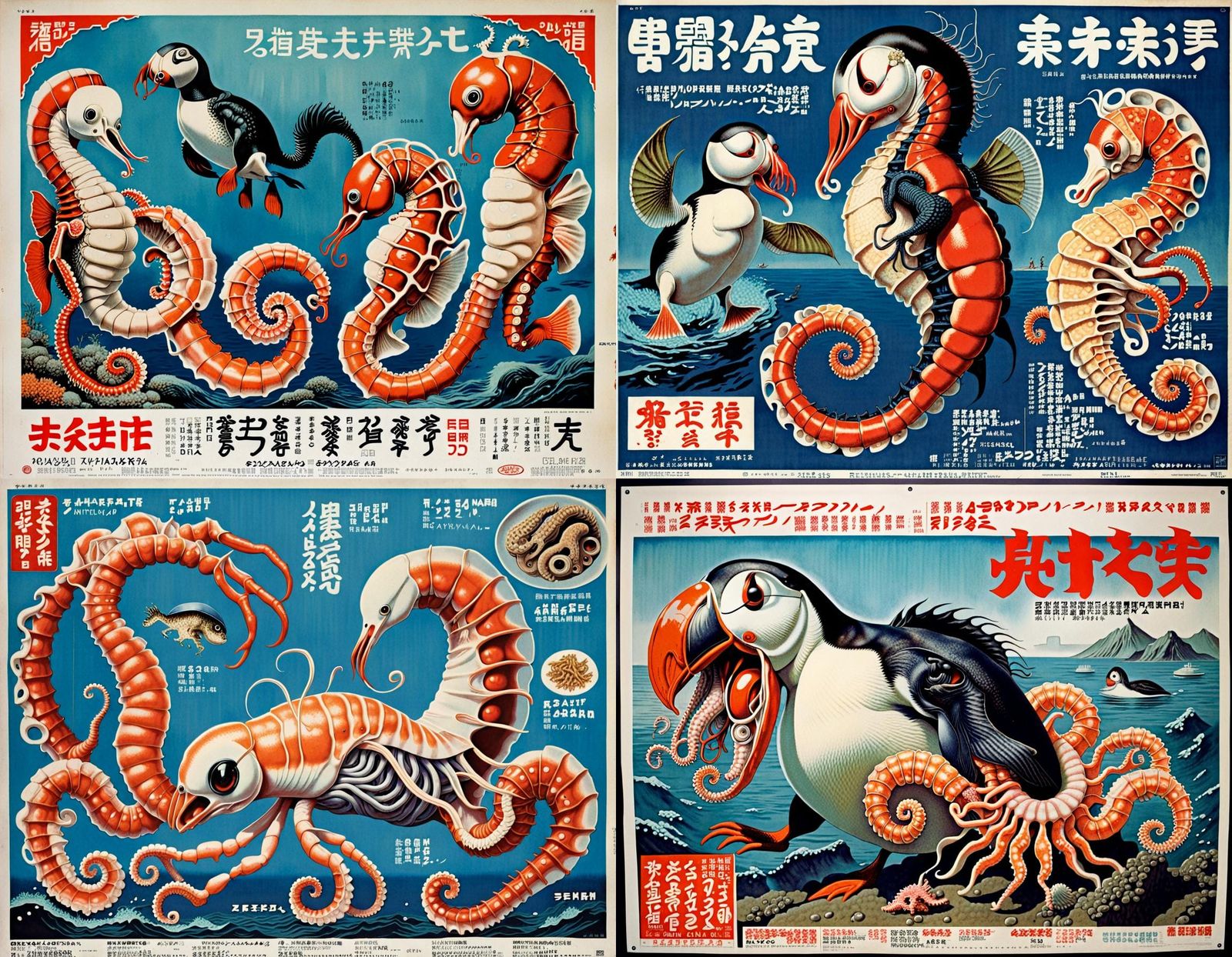 Bizarre Mutant Crustacean Hybrid on 1970s Movie Poster