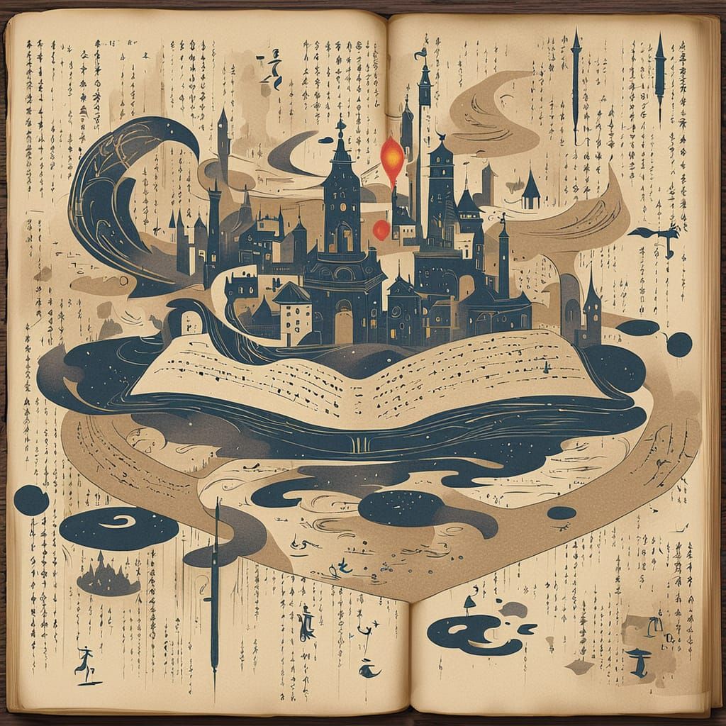 Antique Fountain Pen on Parchment with Magical Aura