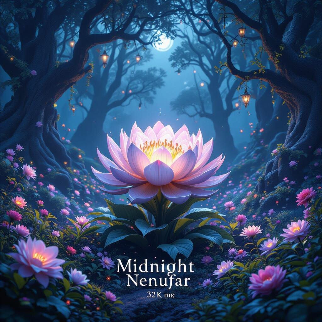 Magical Night Forest Landscape in Hyper-Realistic 3D CGI