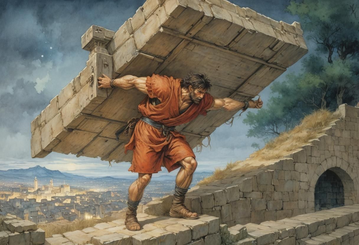 Strongman Carries City Gate in Ancient Israel