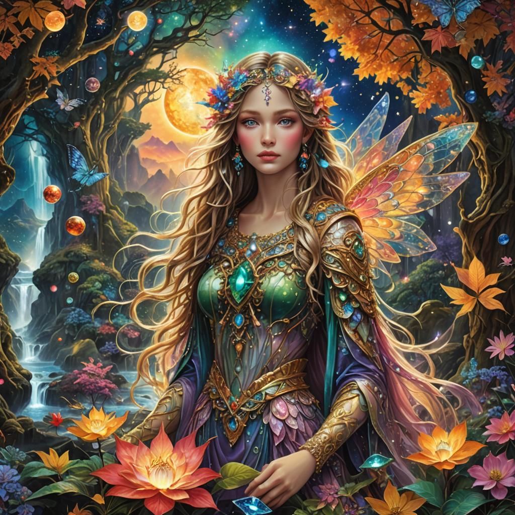Fantasy Fairy in a Celestial Landscape